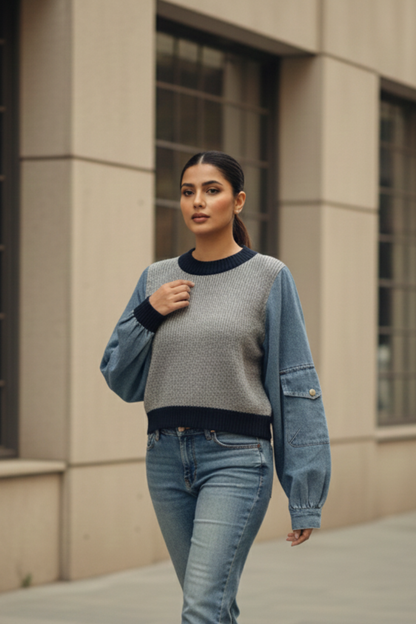 Denim Knit Sweater