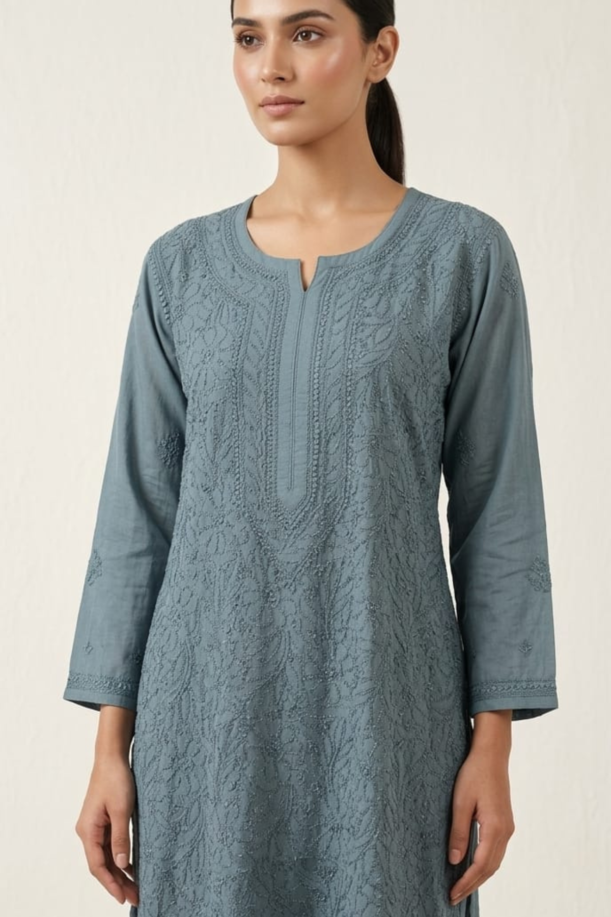 Premium Muslin Jaal Handwork Kurti