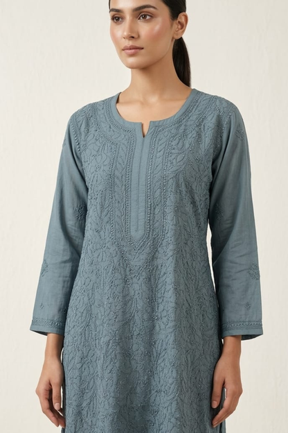 Premium Muslin Jaal Handwork Kurti