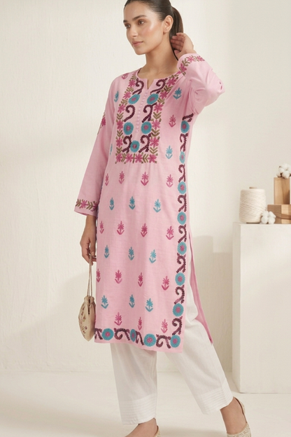 Rayon Multi Thread Kashmiri Work Kurti