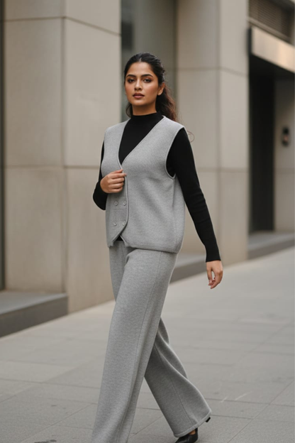 Stretch Knit Waistcoat Co-ord Set | Free Size | Size-Inclusive Fit