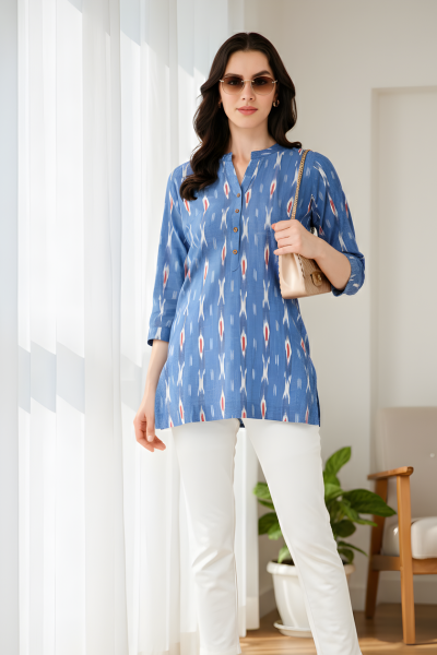 Aqua Mist Ikat Top