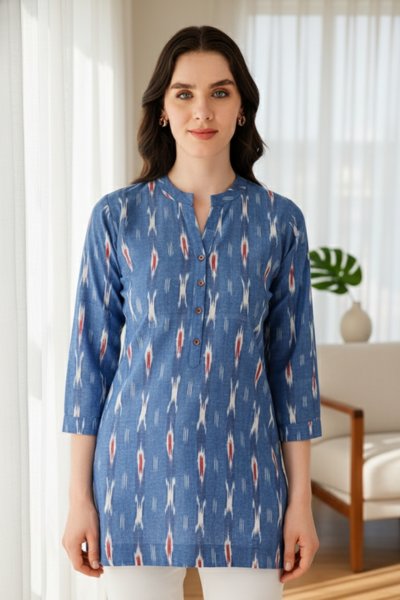 Aqua Mist Ikat Top