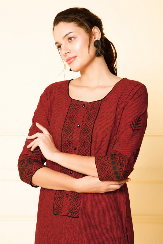 Crimson Red Maroon Kurti  