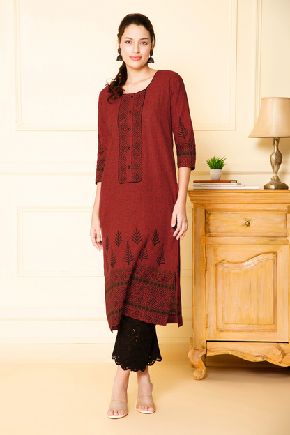 Crimson red kurti cotton