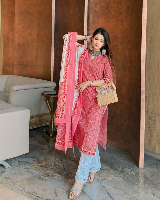 Jasmine Kurti Dupatta Plazo Set