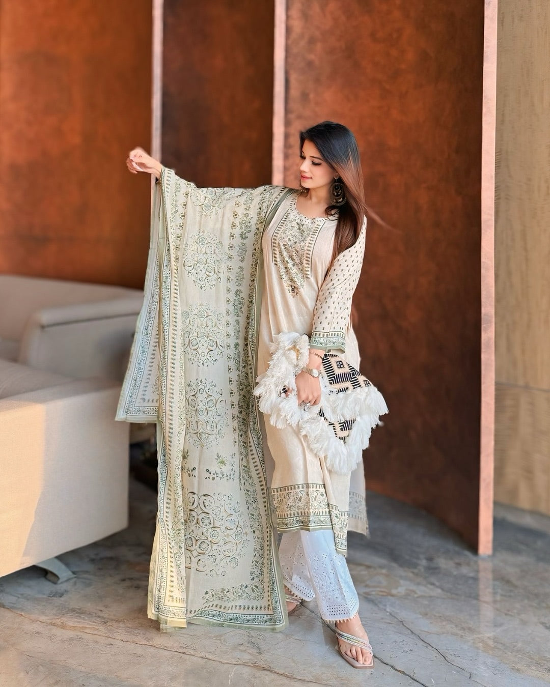 Wildflower Kurta Dupatta Plazo- 3 pc Set