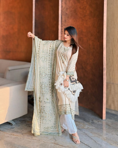 Wildflower Kurta Dupatta Plazo- 3 pc Set