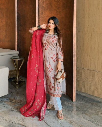 Wildflower Kurta Dupatta Plazo- 3 pc Set