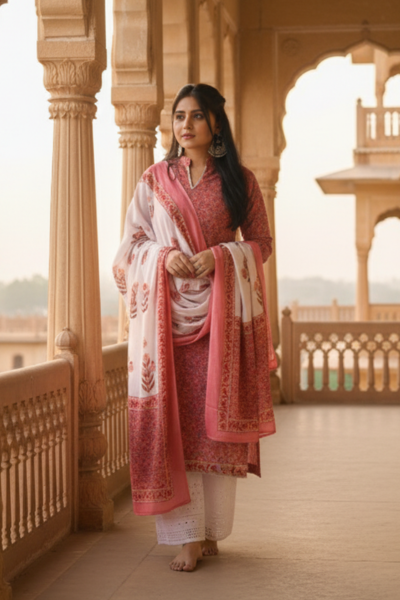 Wildflower Kurta Dupatta Plazo- 3 pc Set