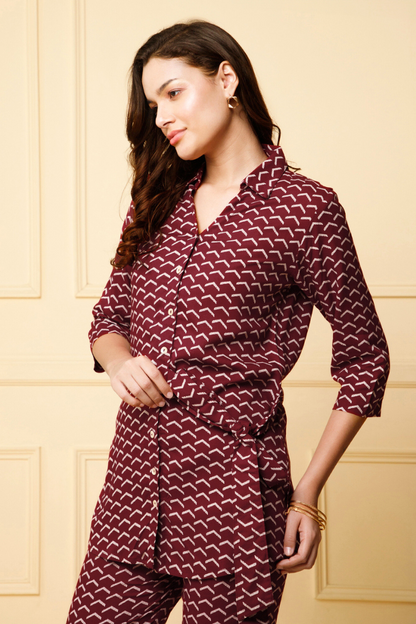 Maroon Knot Cord Set