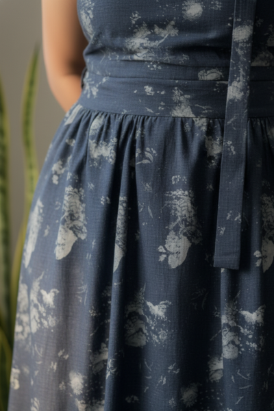 Butterfly Denim Maxi Dress with Cover Up