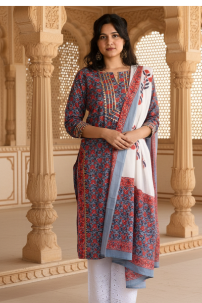 Wildflower Kurta Dupatta Plazo- 3 pc Set