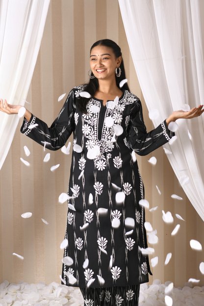 chikankari kurti plazo set for women