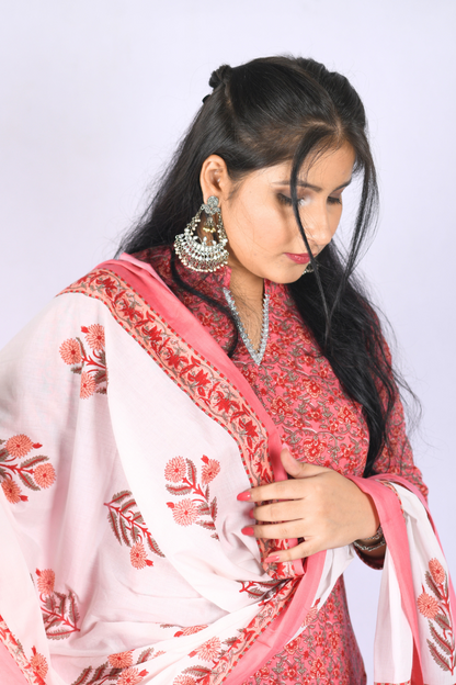 cotton short kurti pant set with dupatta