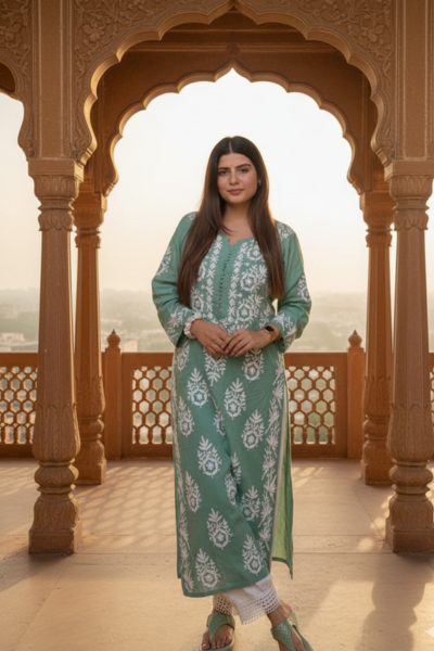 green kurta sets for women