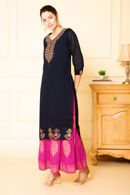 luxurious black chanderi cotton
