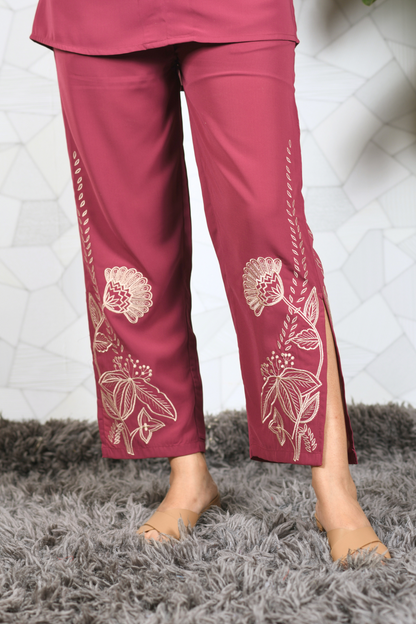 maroon shirt pants design
