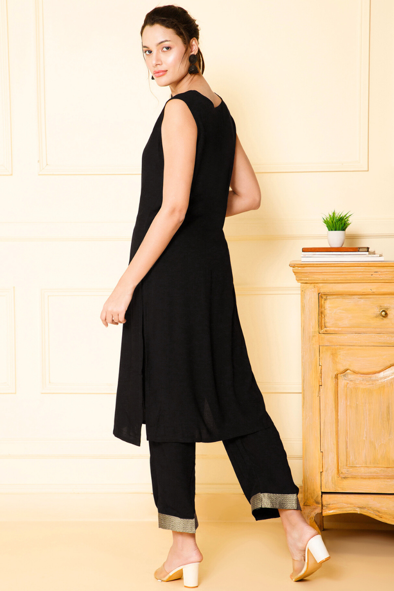 midnight zari kurta set