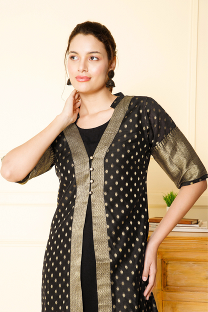 midnight zari kurta set sale