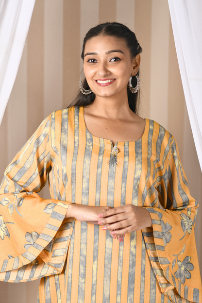 mustard kurti combination