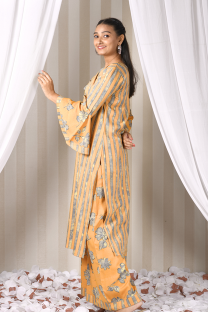 mustard kurti set