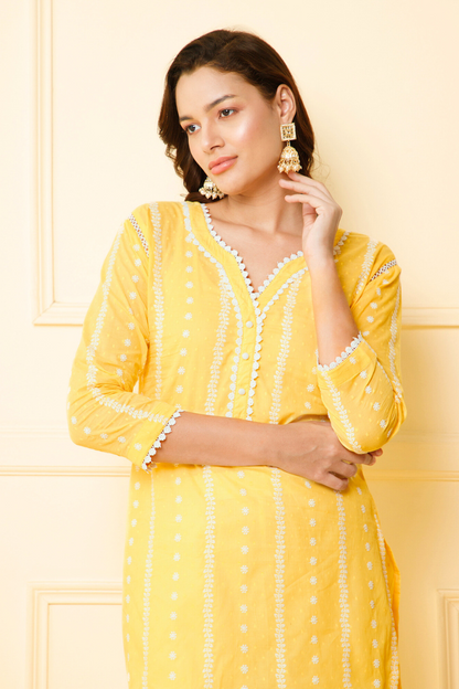 pineapple floral kurti set
