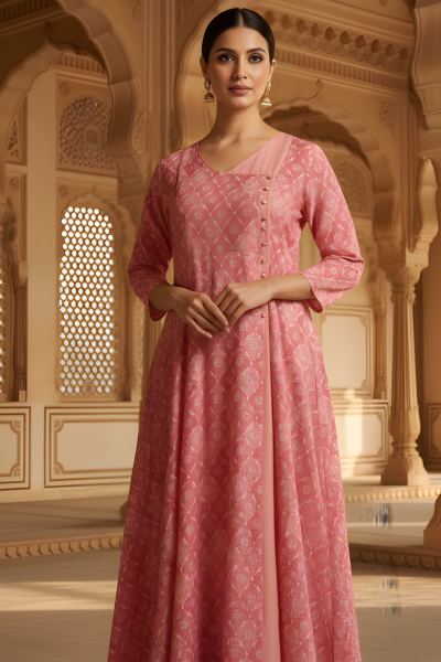 pink angrakha dress