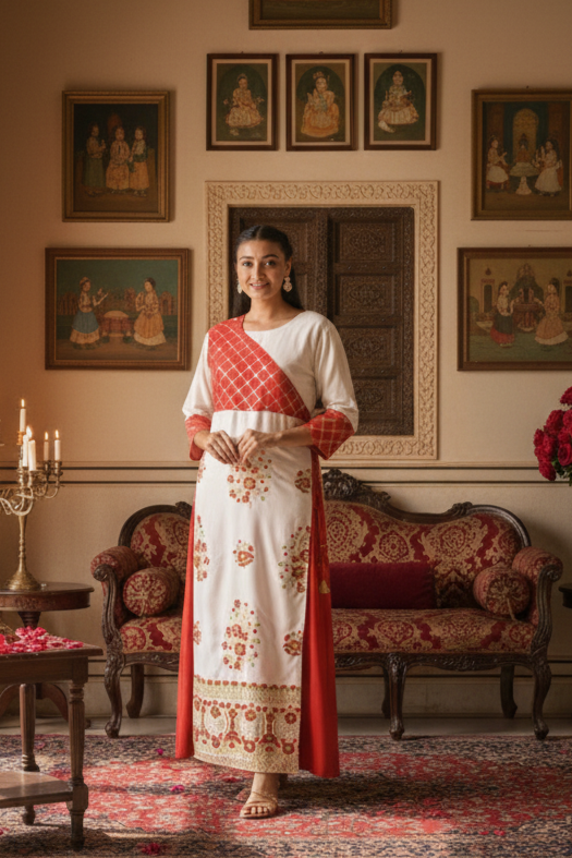 red kurti set