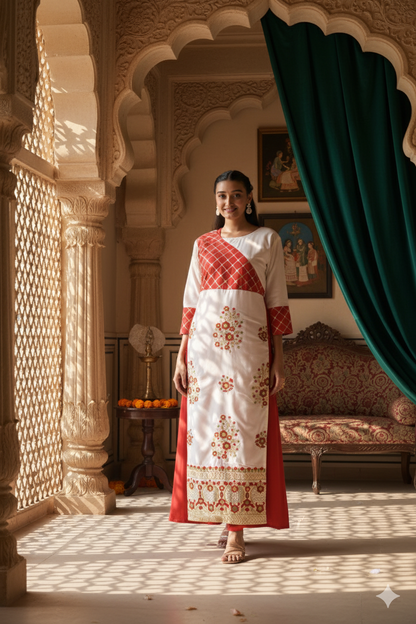 red white kurti