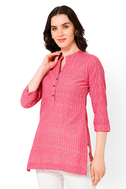 women rose mist ikat top