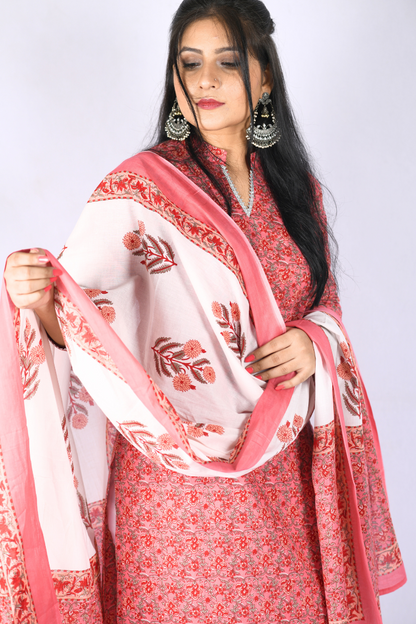 women's pure cotton kurti pant set with dupatta