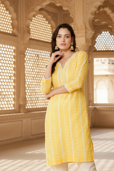 yellow cotton kurti